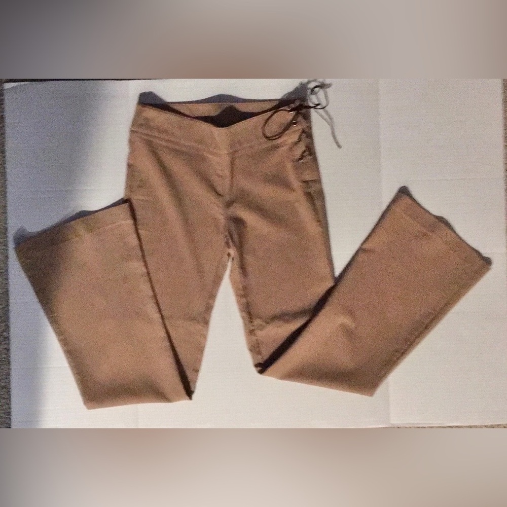 Retro circa 2000 tan slacks w lace up detail on the side- Sz 1